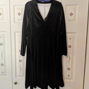 Torrid Black Crushed Velvet Skater Dress NWT
